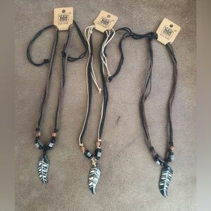 NWT Wild Tribe feather design on cord necklace fashion jewelry (set of 3)